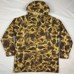 Vtg LL Bean Mens Gore Tex Duck Camo Hunting Jacket Sz Large Hooded Parka